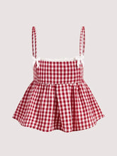 Gingham Check Peplum Cami Top