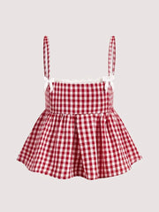 Gingham Check Peplum Cami Top