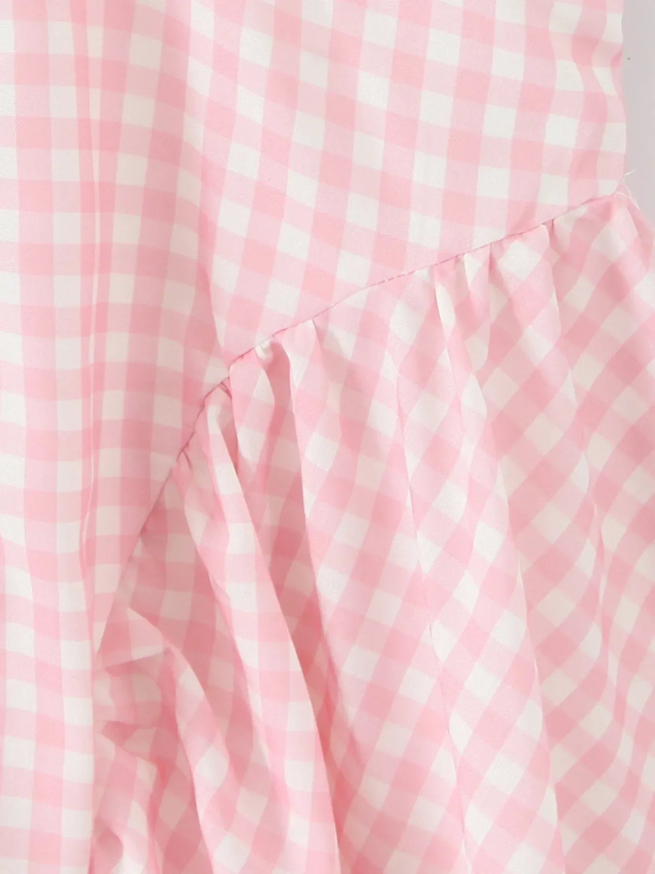 Gingham Ruffle Mini Dress with Lace Trim