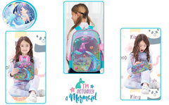 Girls' Backpack Set: School Bookbag with Matching Lunch Box