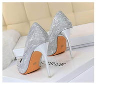 Glitter Shimmery Pointed Toes Pumps
