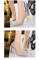 Glitter Shimmery Pointed Toes Pumps
