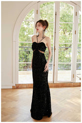 Glittering Sequin Fitted Evening Gown