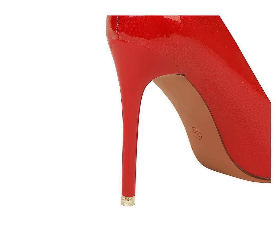 Glossy Finish Pointy Toe Court Heels
