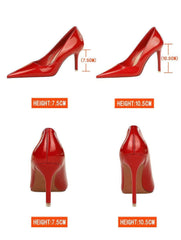 Glossy Finish Pointy Toe Court Heels