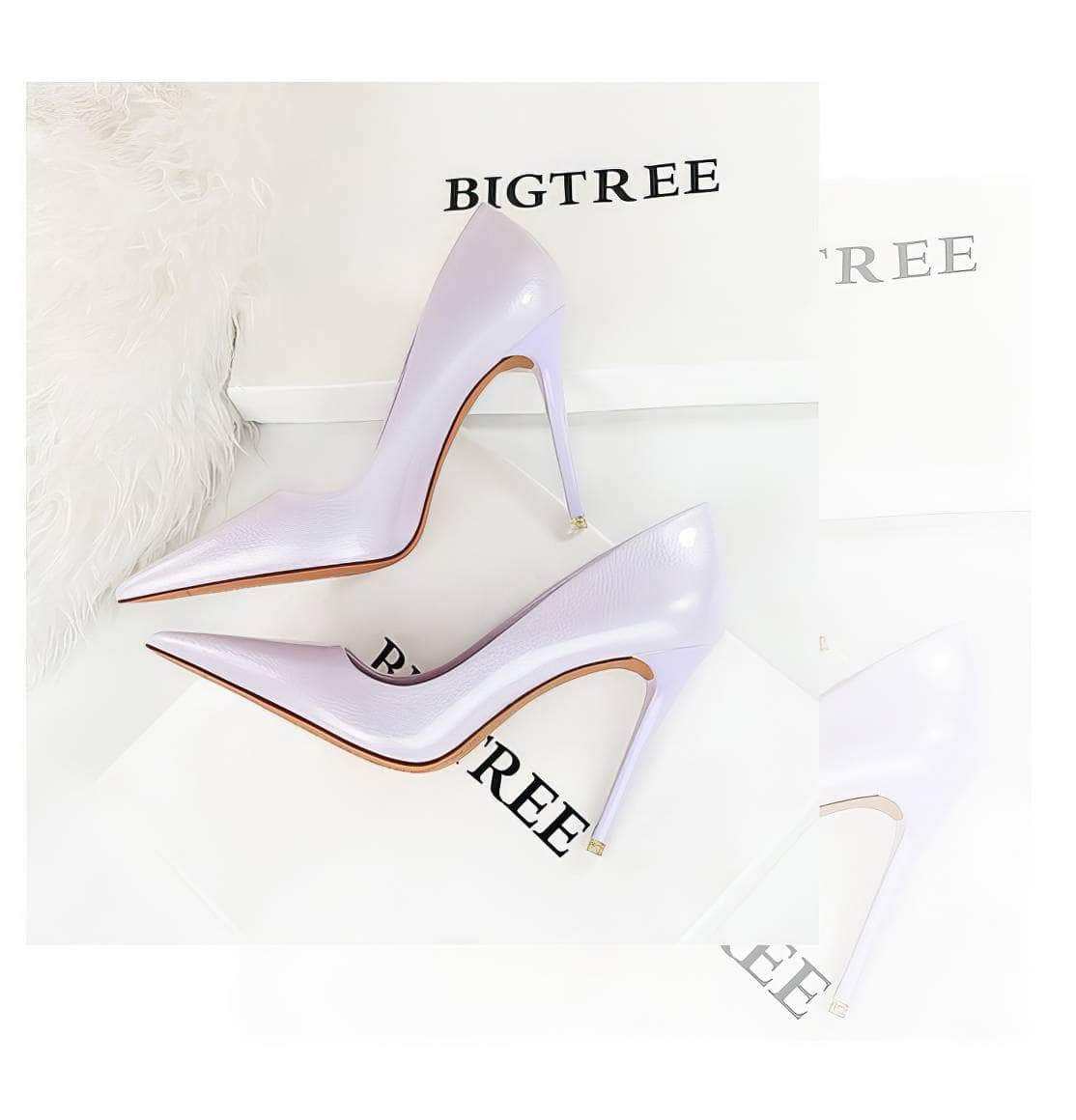 Glossy Finish Pointy Toe Court Heels
