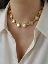 Gold Accented Opal Choker Necklace Gold / Necklace