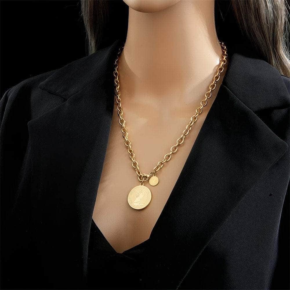 Gold Color 3in1 Round Pendant Necklace N1798