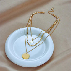 Gold Color 3in1 Round Pendant Necklace N1798