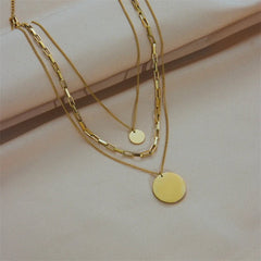 Gold Color 3in1 Round Pendant Necklace N1798