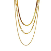 Gold Color Layered Chain Statement Necklace N1791