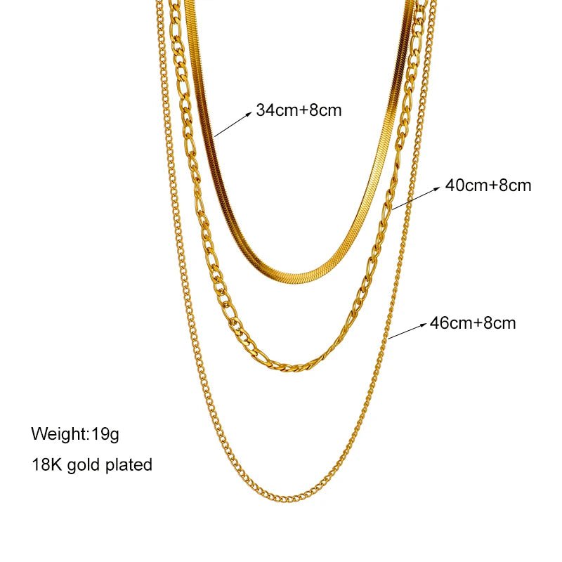 Gold Color Layered Chain Statement Necklace N1791