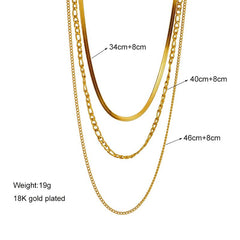 Gold Color Layered Chain Statement Necklace N1791