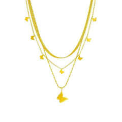Gold Color Multilayer Butterfly Pendant Necklace N2082
