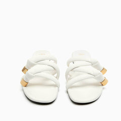 Gold Embellished Braided Slider Slippers