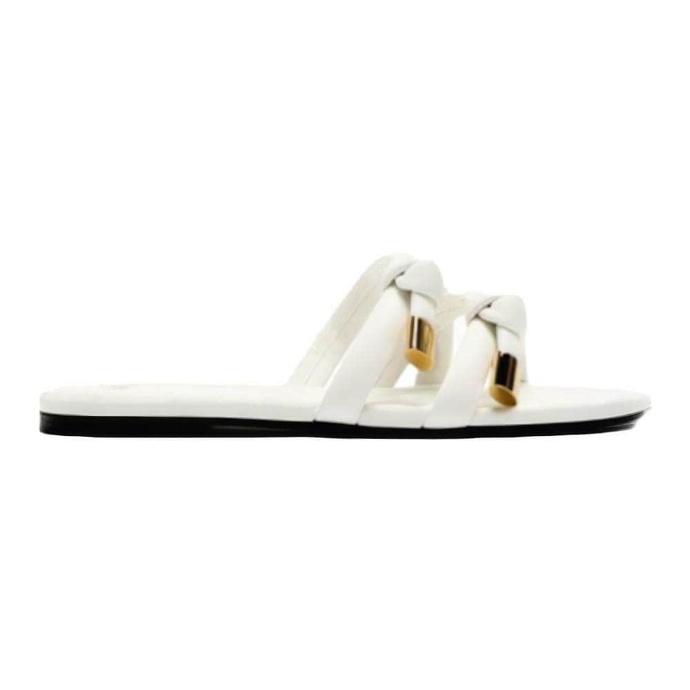 Gold Embellished Braided Slider Slippers