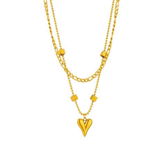 Gold Multilayer Heart Love Pendant Necklace: Fashionable Chain Jewelry N1842