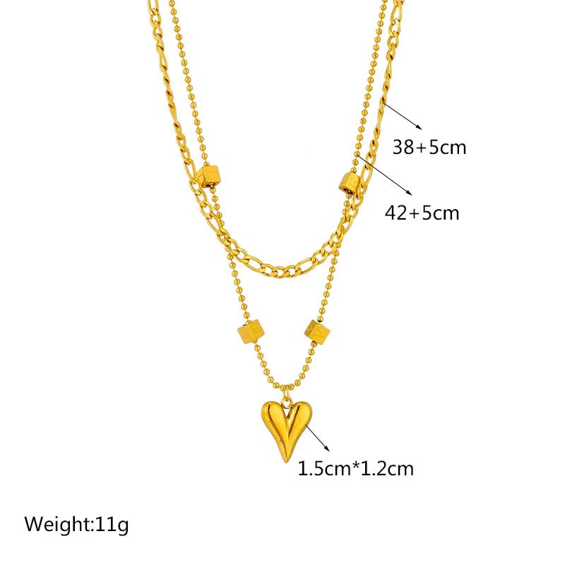 Gold Multilayer Heart Love Pendant Necklace: Fashionable Chain Jewelry N1842
