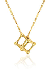 Gold-Plated Geometric Cube Pendant Necklace Gold