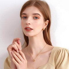 Gold-Plated Geometric Cube Pendant Necklace Gold