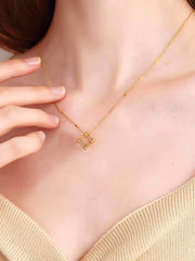 Gold-Plated Geometric Cube Pendant Necklace Gold