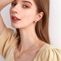 Gold-Plated Geometric Cube Pendant Necklace Gold