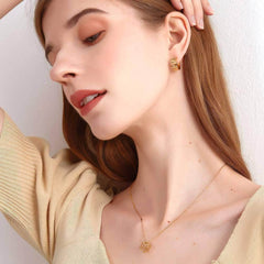 Gold-Plated Geometric Cube Pendant Necklace Gold