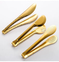 Gold Stainless Steel Kitchen Utensils Set with Storage Stand
