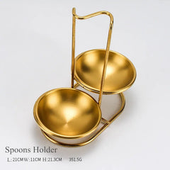 Gold Stainless Steel Kitchen Utensils Set with Storage Stand