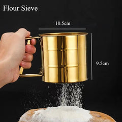 Gold Stainless Steel Kitchen Utensils Set with Storage Stand A2
