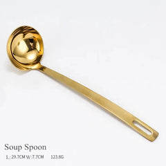 Gold Stainless Steel Kitchen Utensils Set with Storage Stand c