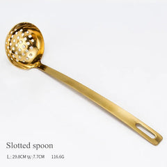 Gold Stainless Steel Kitchen Utensils Set with Storage Stand d