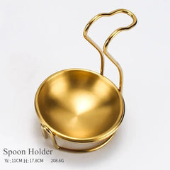 Gold Stainless Steel Kitchen Utensils Set with Storage Stand f