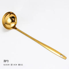 Gold Stainless Steel Kitchen Utensils Set with Storage Stand k