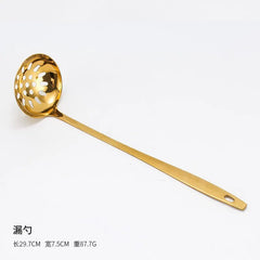 Gold Stainless Steel Kitchen Utensils Set with Storage Stand L