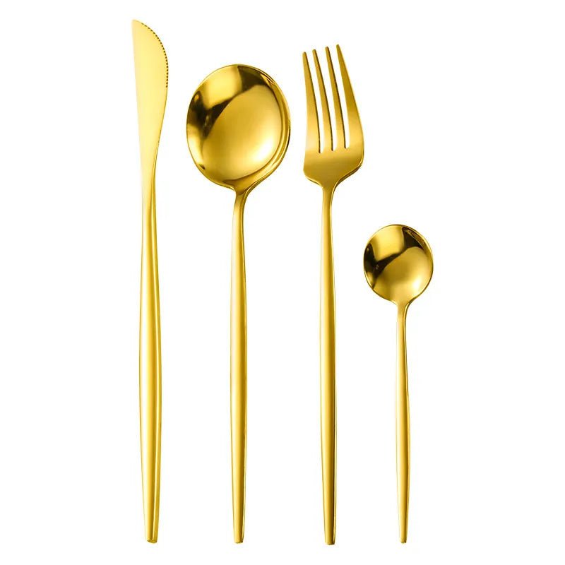 Gold Stainless Steel Kitchen Utensils Set with Storage Stand S