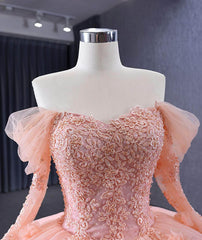 Gorgeous Embroidered Floral Detailed Off shoulder Ball Gown - FTX419