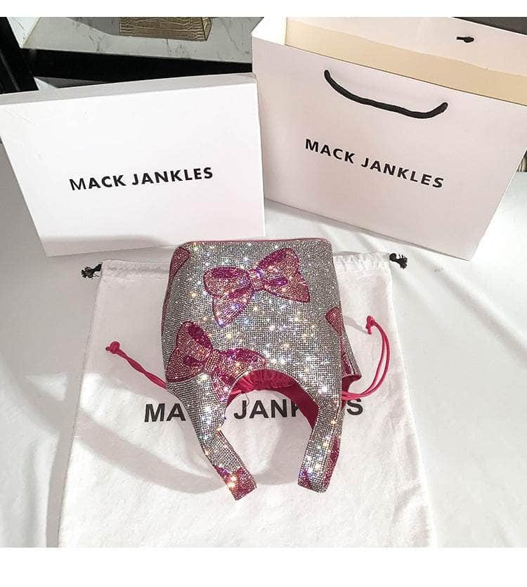 Graffiti Print Bucket Bag with Crystal Rhinestones