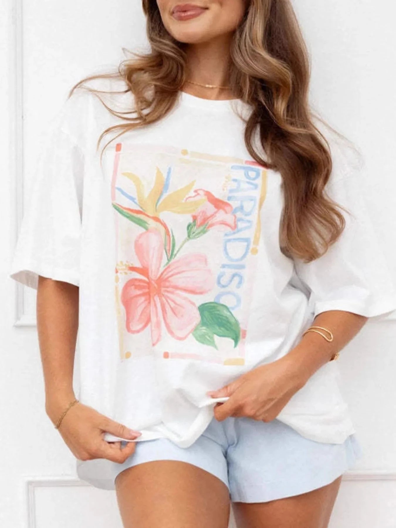 Graphic Round Neck Short Sleeve T-Shirt