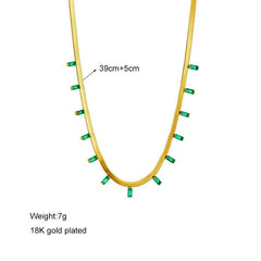 Green Crystal Necklace for Women: High-Quality Stainless Steel N1755