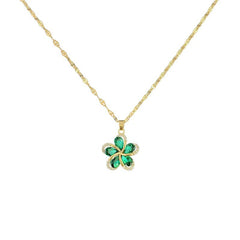 Green Zircon Flowers Pendant Necklace N1886
