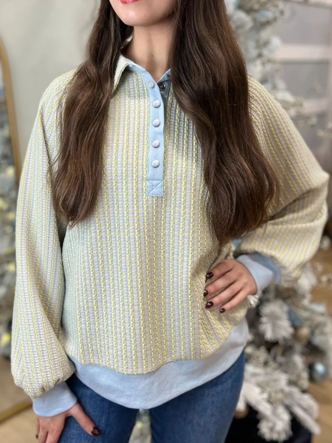 Half Snap Long Sleeve Sweatshirt