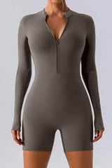 Half Zip Long Sleeve Active Romper Charcoal / S