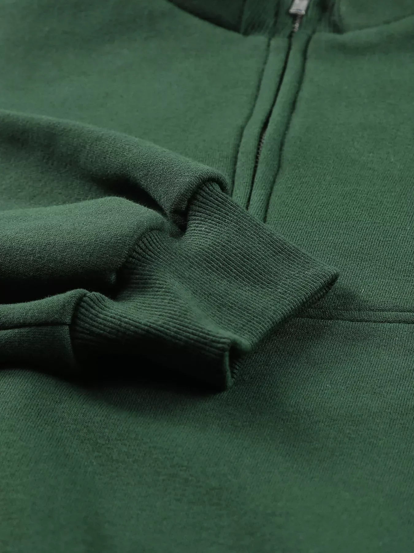 Half Zip Stand Collar Exposed Seam Solid Color Casual Sweatshirt