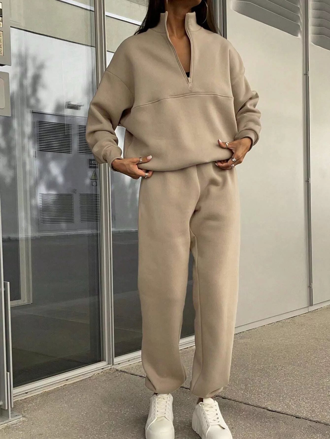 Half Zip Sweatshirt and Pants Set