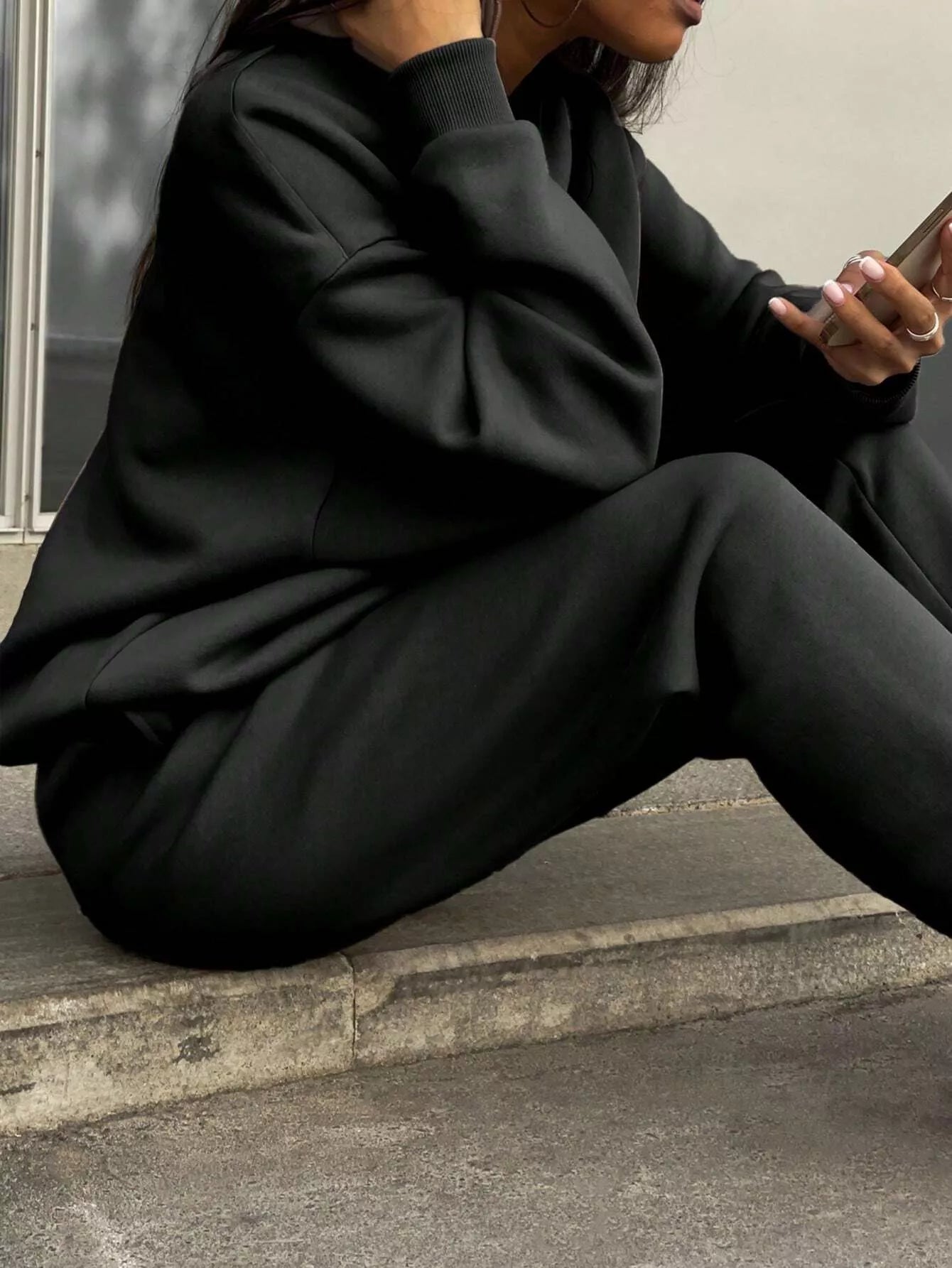 Half Zip Sweatshirt and Pants Set