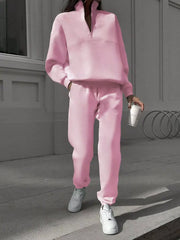 Half Zip Sweatshirt and Pants Set Blush Pink / S