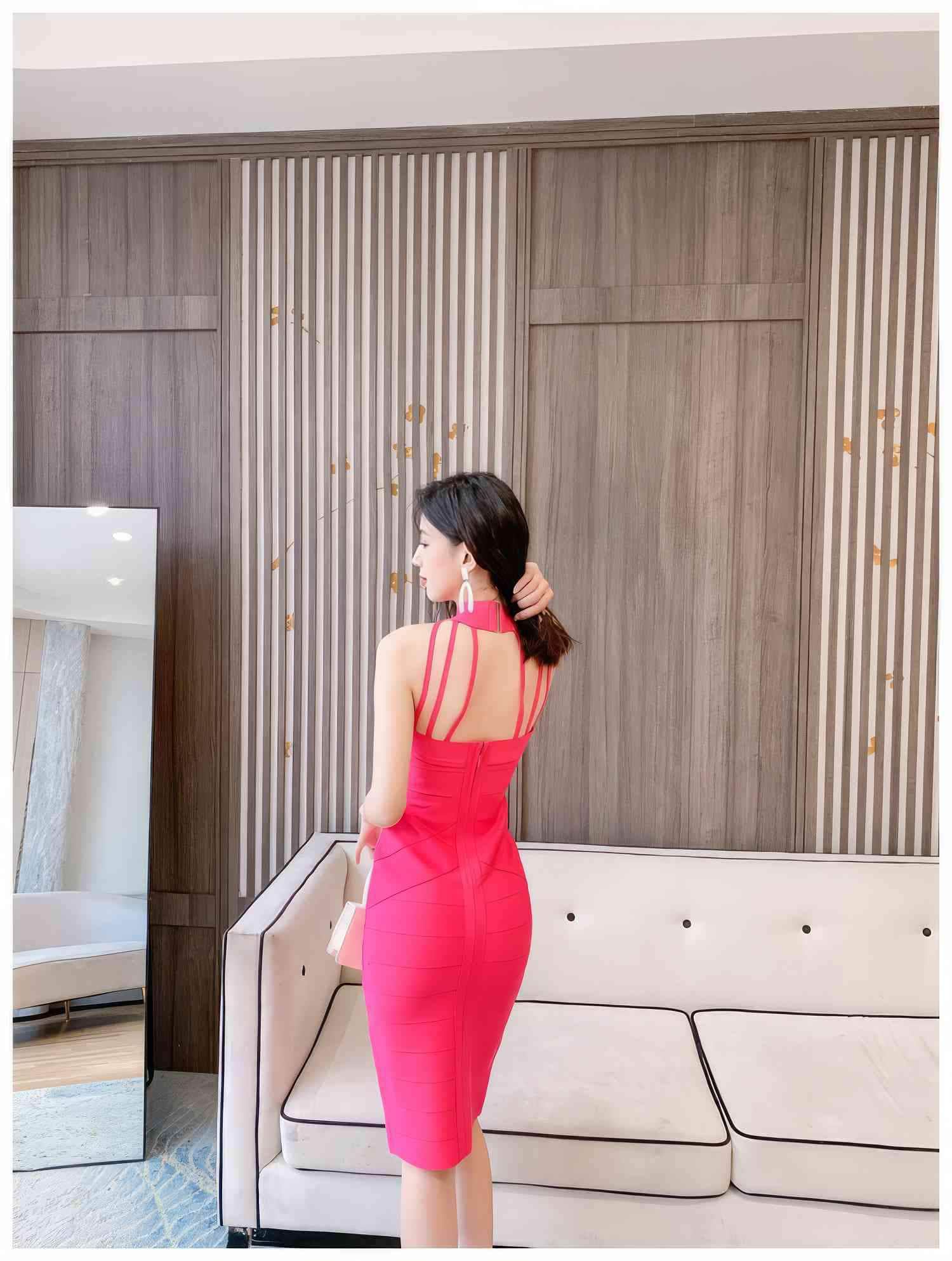 Halter Neck Bandage Midi Dress