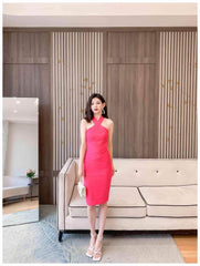 Halter Neck Bandage Midi Dress