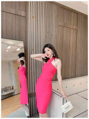 Halter Neck Bandage Midi Dress
